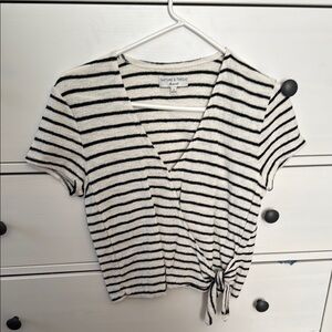 Women's Black and White Striped Top